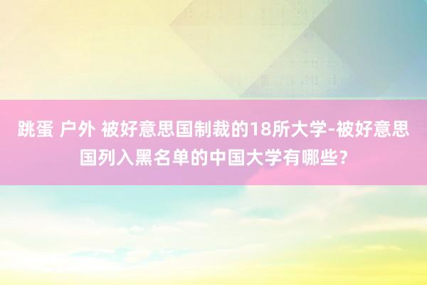 跳蛋 户外 被好意思国制裁的18所大学-被好意思国列入黑名单的中国大学有哪些？