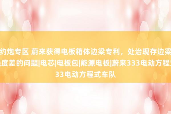 约炮专区 蔚来获得电板箱体边梁专利，处治现存边梁结构强度差的问题|电芯|电板包|能源电板|蔚来333电动方程式车队