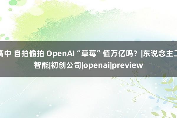 高中 自拍偷拍 OpenAI“草莓”值万亿吗？|东说念主工智能|初创公司|openai|preview